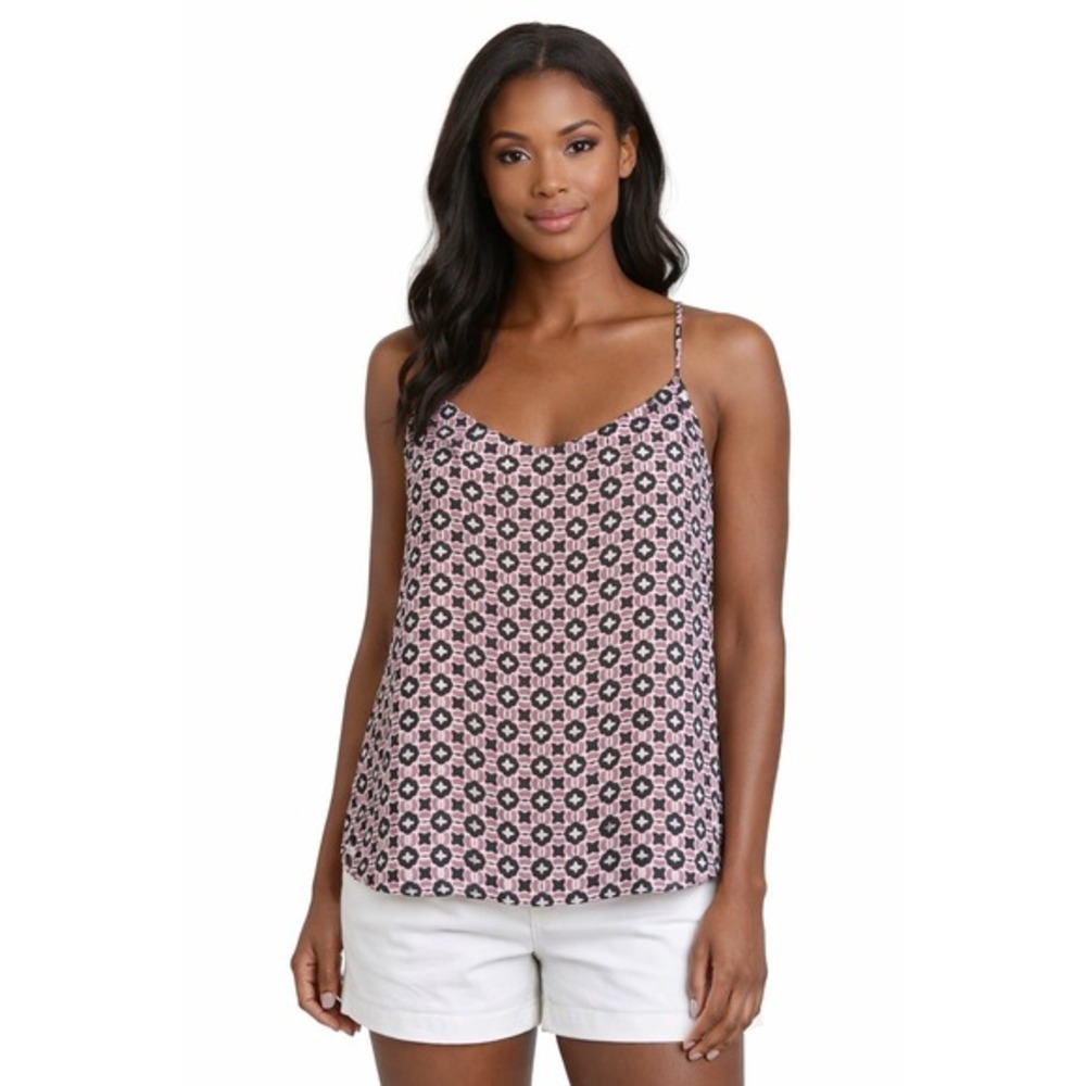 Ann Taylor LOFT Purple Geometric Racerback Camisole Tank Top S Resortwear 48-012